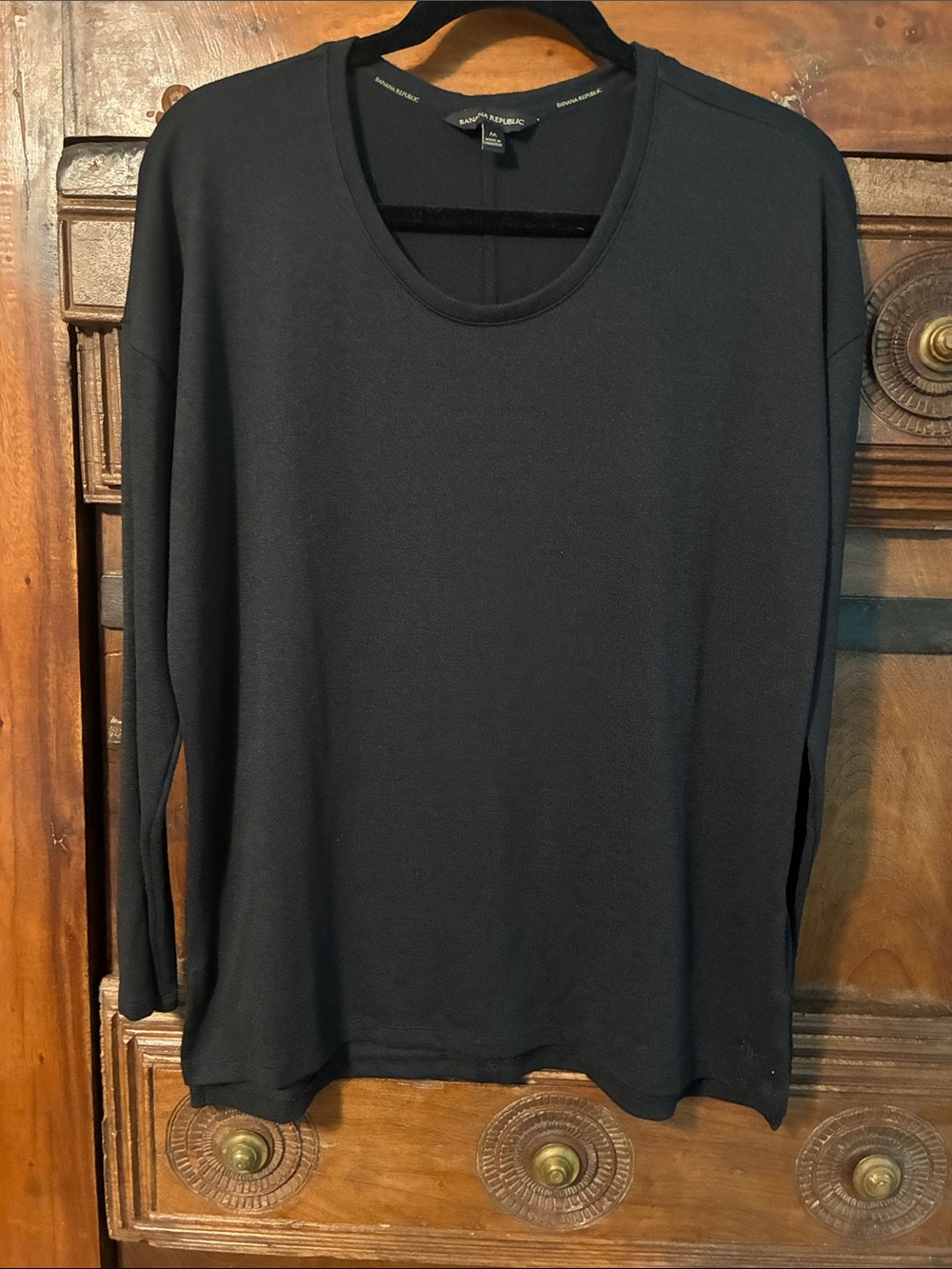 Banana Republic Black Long Sleeve Scoop Neck Top
